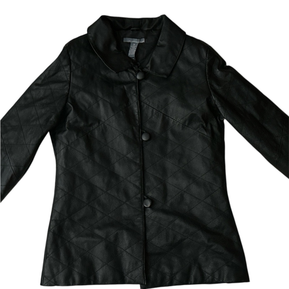 Hillard & Hanson Black Leather Quilted Jacket